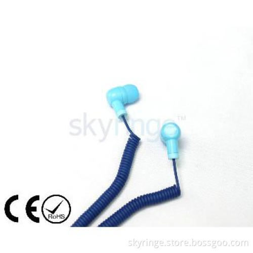 2013 fashion earphone with spiral cable under CE and Rohs